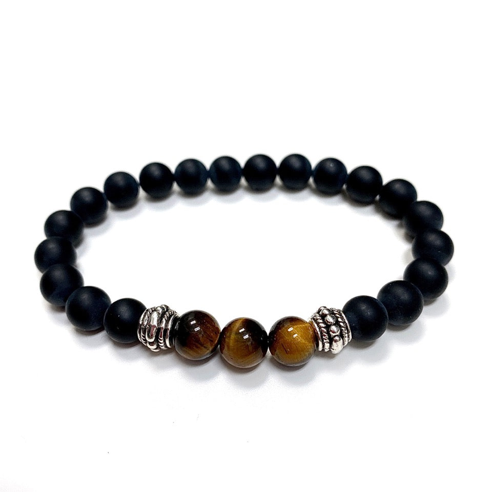 BRACELET LEONIDA HOMME ONYX NOIR MAT