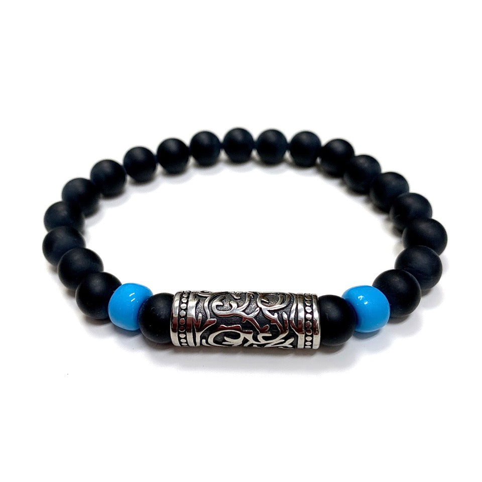 BRACELET MINOAN NOIR ONYX MAT POUR HOMMES