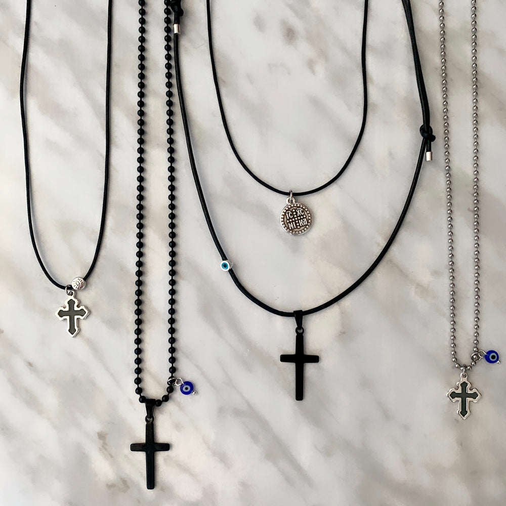 MEN'S BLACK CROSS NECKLACES