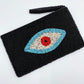 MARISSA BEADED EVIL EYE WALLET CLUTCH- BLACK