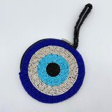 BLUE MATI BEADED ROUND COIN WALLET