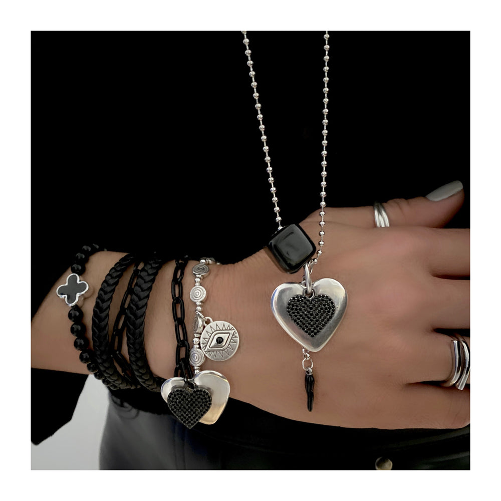 BRACELETS ET COLLIER AMORE NOIR