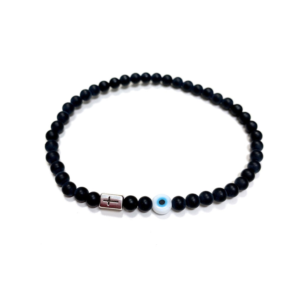 BRACELET HOMME CORFOU ONYX NOIR MAT