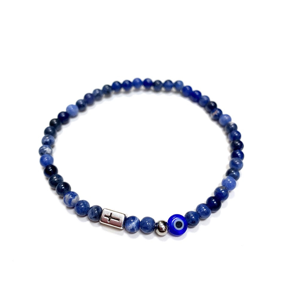 BRACELET ÉGÉEN EN PIERRE SODALITE POUR HOMMES