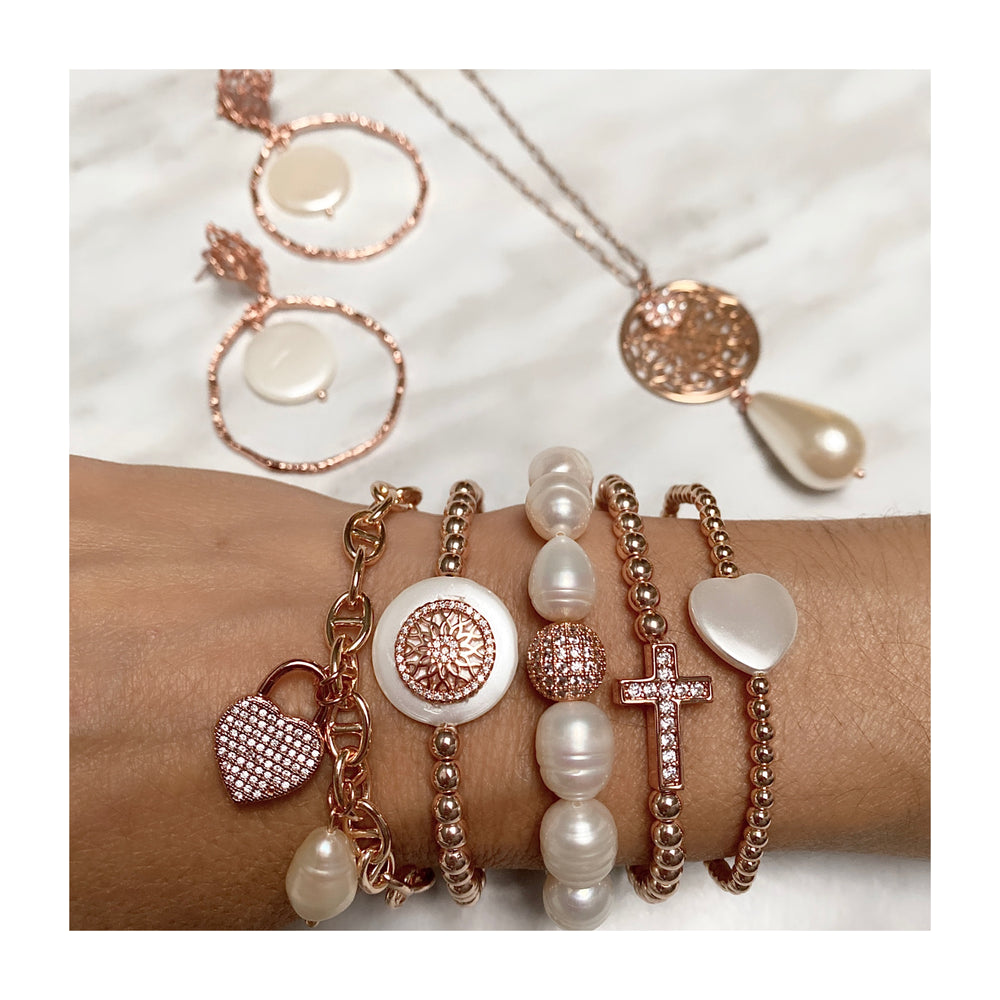 ROSE GOLD & PERLES BRACELETS STACK