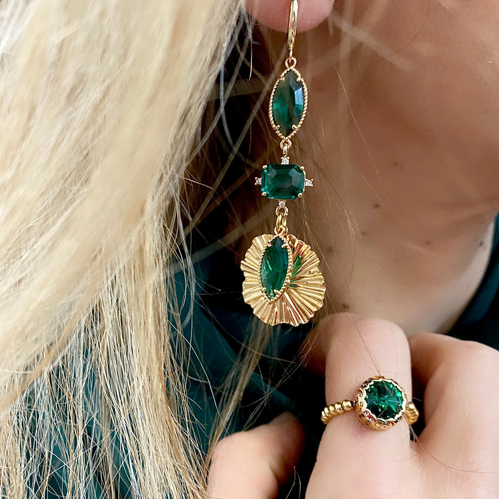 BOUCLES D'OREILLES ET BAGUE EMERALD CITY