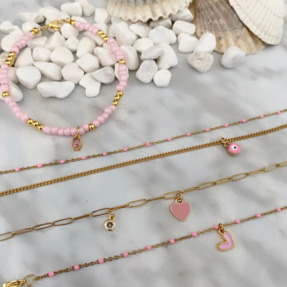 Bracelets de cheville ballerine rose