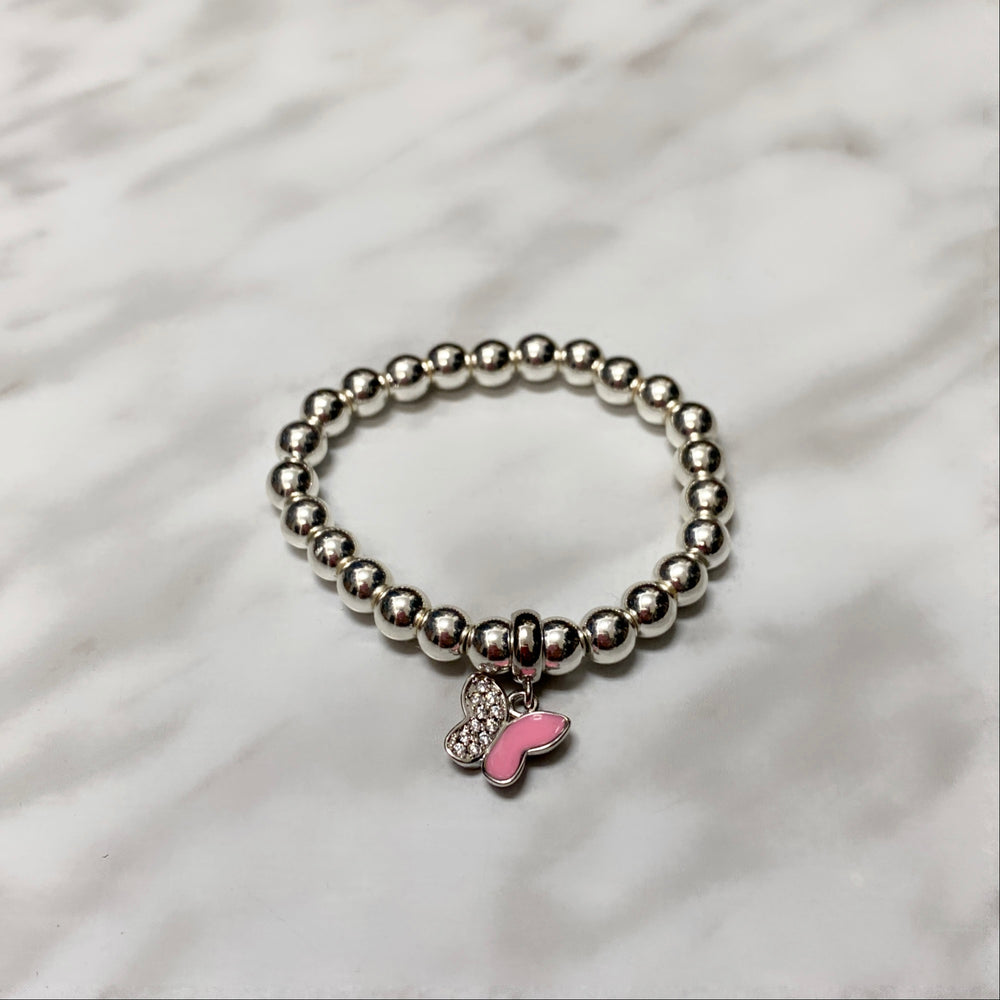 BRACELET CHARM PAPILLON ROSE FILLE