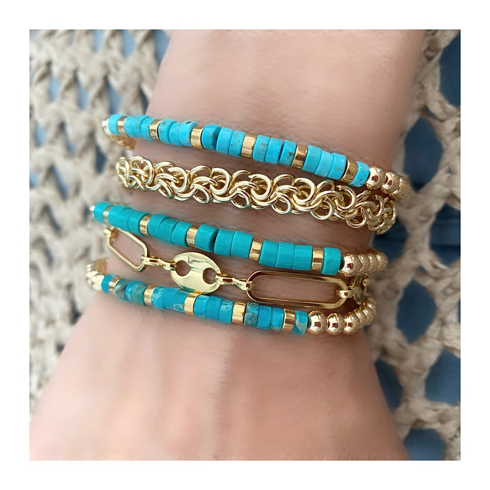 PILE DE BRACELETS TURQUOISE BOHO-CHIC