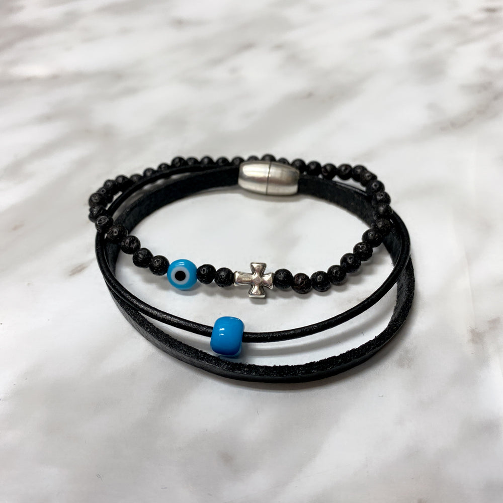 MEN'S BLUE MATI BRACELET STACK