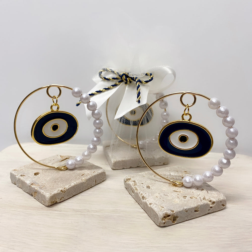 BAPTISM/WEDDING FAVOR EVIL EYE WITH PEARLS  (25 PIECES)