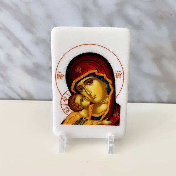MARBLE WITH PANAGIA ICON