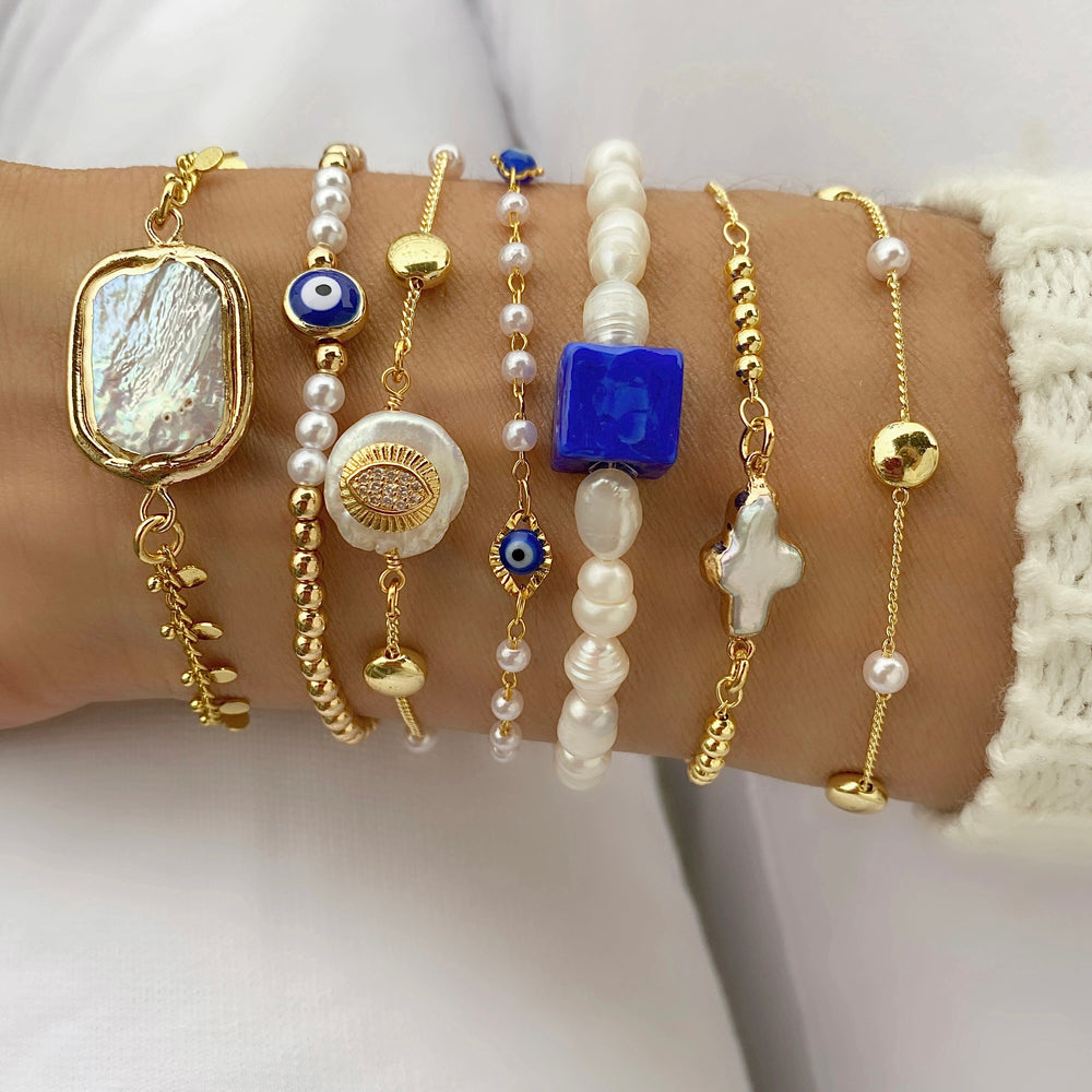 BRACELETS YEUX PERLES MYKONOS