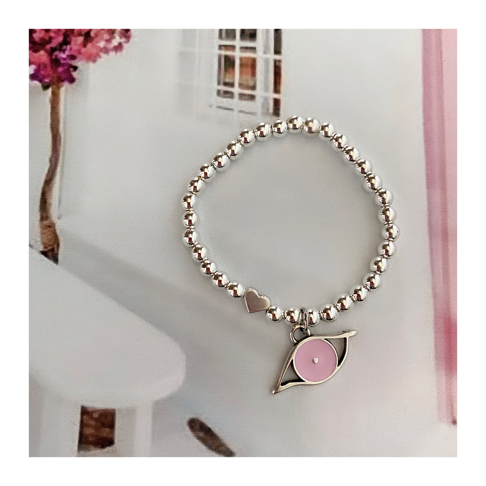 BRACELET CHARM AMOUR OEIL ROSE FILLE