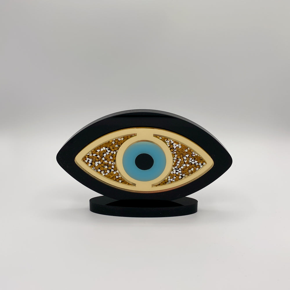 GLITTER EVIL EYE DECOR -POROS BLACK MEDIUM