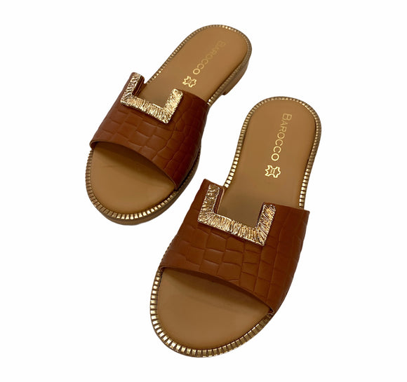 GRECIAN TAN CUSHIONED FLATS