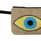 BURLAP BEADED EVIL EYE CLUTCH-YELLOW
