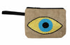 POCHETTE MAL EYE EN PERLES DE JUTE-JAUNE