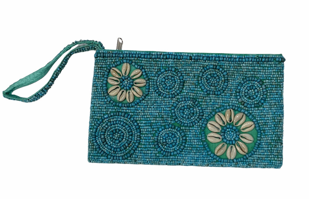 PORTEFEUILLE-POCHETTE EN PERLES LOULOUDAKI -AQUA