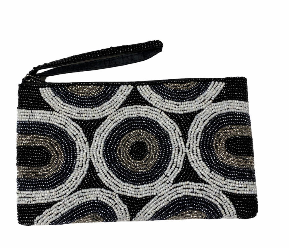 MATAKIA BEADED WALLET-CLUTCH - BLACK