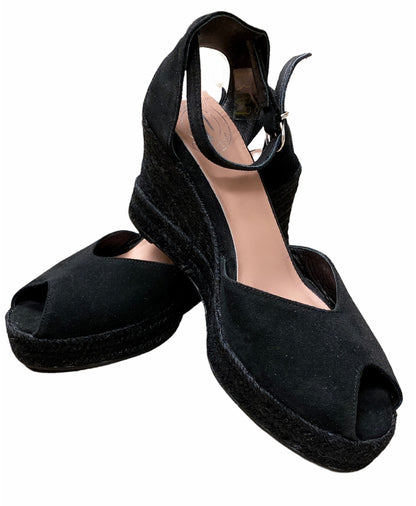 SUNDAY SUEDE PEEP TOE WEDGE - 603 NOIR