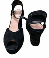 SUNDAY SUEDE PEEP TOE WEDGE - 603 NOIR