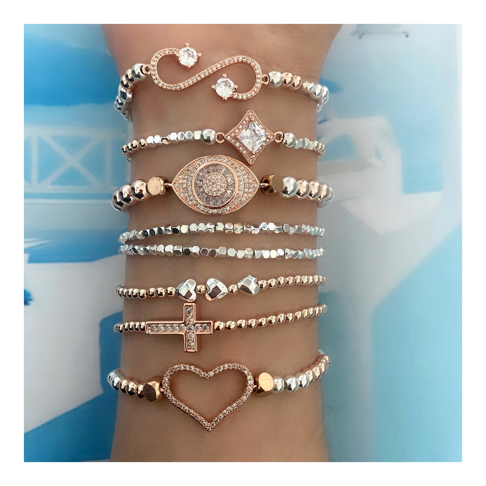 FANTASY ROSE TWO TONE STACKABLE BRACELETS